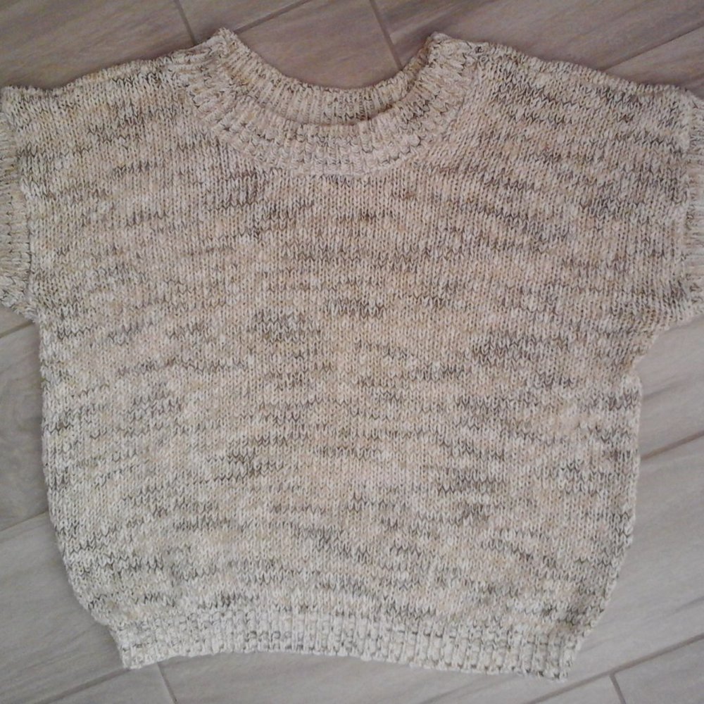 Across America Beige Tweed Cap Sleeve Sweater Vest    Size L